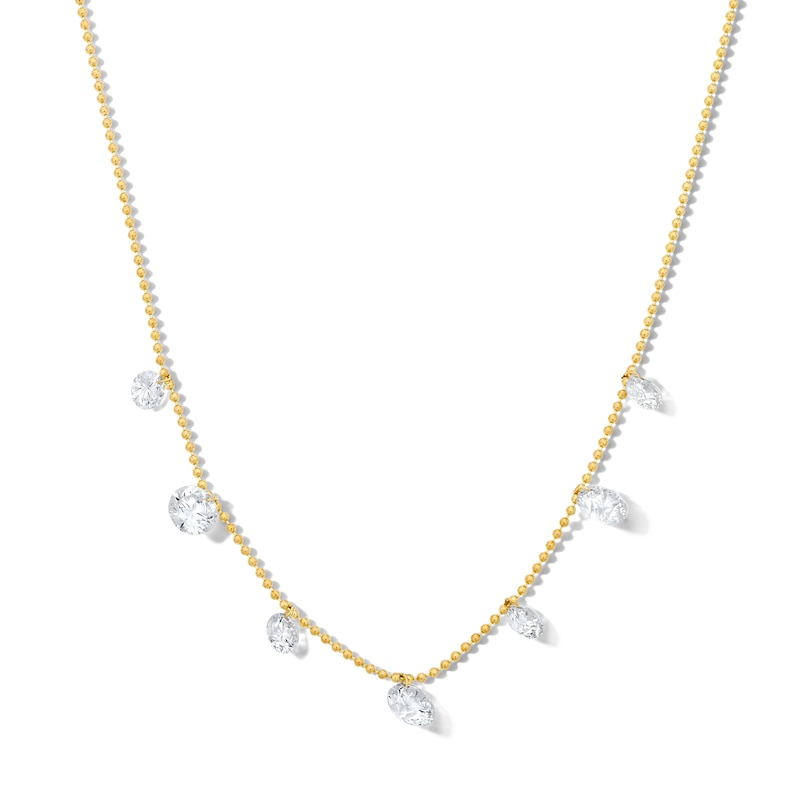 Main Image 1 of 2-1/2 CT. T.W. Certified Lab-Grown Diamond Drilled Station Necklace in 10K Gold (F/VS2)
