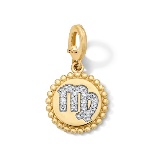 1/10 CT. T.w. Certified Lab-Grown Diamond Pavé Virgo Beaded Frame Necklace Charm in 10K Gold (F/Vs2)