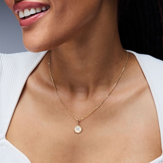 1/10 CT. T.w. Certified Lab-Grown Diamond Pavé Virgo Beaded Frame Necklace Charm in 10K Gold (F/Vs2)