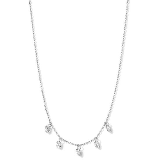 1 CT. T.w. Certified Lab-Grown Diamond Bead Station Necklace in Sterling Silver (F/Vs2)