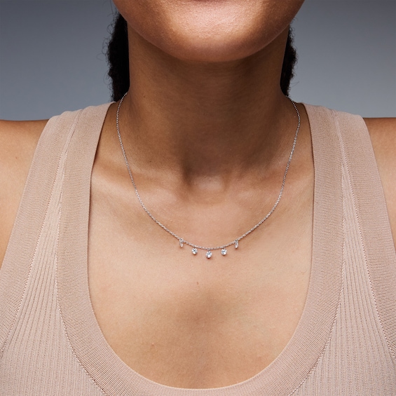 1 CT. T.w. Certified Lab-Grown Diamond Bead Station Necklace in Sterling Silver (F/Vs2)