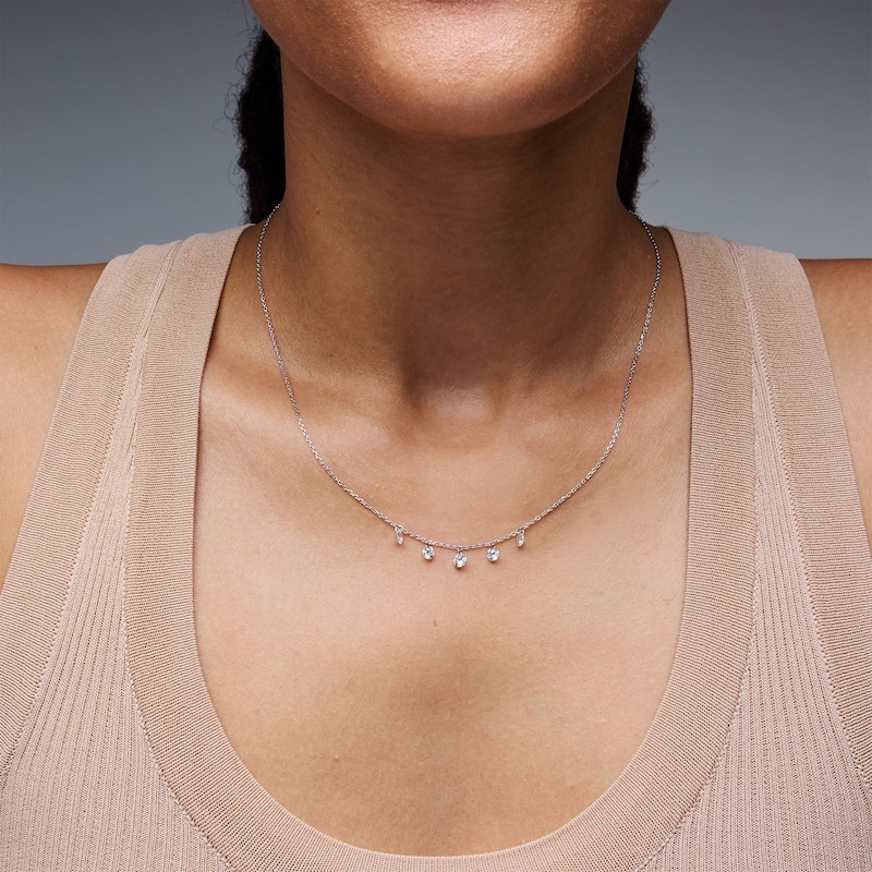 Main Image 2 of 1 CT. T.W. Lab-Grown Diamond Bead Station Necklace in Sterling Silver (F/VS2)