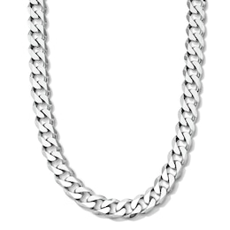 10.8mm Diamond-Cut Curb Chain Necklace in Sterling Silver – 24”