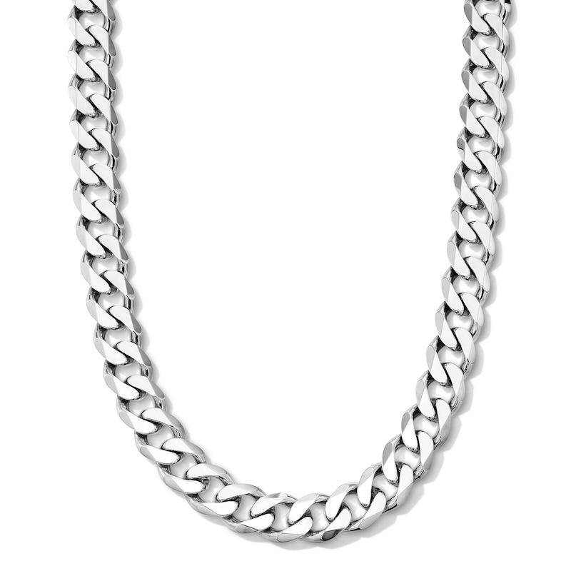 Main Image 1 of 10.8mm Diamond-Cut Curb Chain Necklace in Sterling Silver – 24”