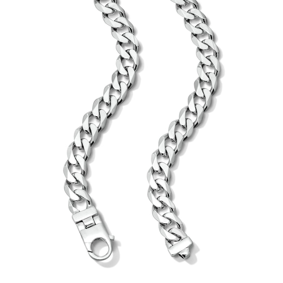 10.8mm Diamond-Cut Curb Chain Necklace in Sterling Silver – 24”