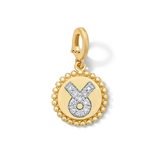 1/10 CT. T.w. Certified Lab-Grown Diamond Pavé Taurus Beaded Frame Necklace Charm in 10K Gold (F/Vs2)