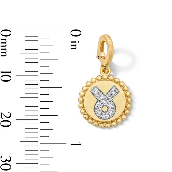 1/10 CT. T.w. Certified Lab-Grown Diamond Pavé Taurus Beaded Frame Necklace Charm in 10K Gold (F/Vs2)