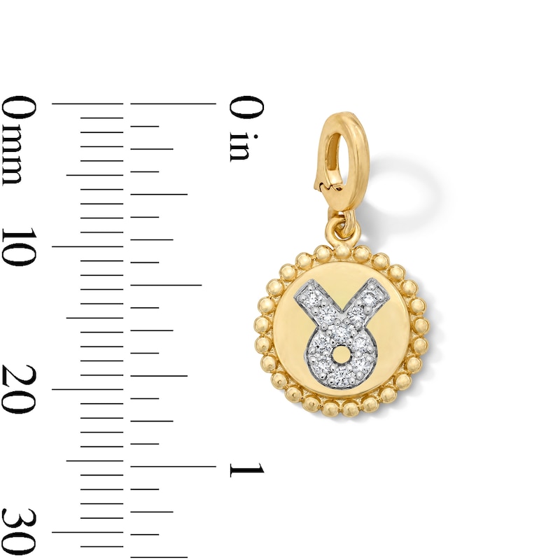 Main Image 3 of 1/10 CT. T.W. Lab-Grown Diamond Pavé Taurus Beaded Frame Necklace Charm in 10K Gold (F/VS2)