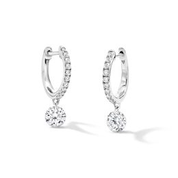 1-1/5 CT.T.W. Lab-Grown Diamond Hoop Drop Earrings in Sterling Silver (F/VS2)
