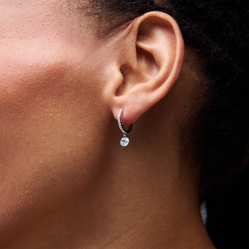 Main Image 2 of 1-1/5 CT.T.W. Lab-Grown Diamond Hoop Drop Earrings in Sterling Silver (F/VS2)
