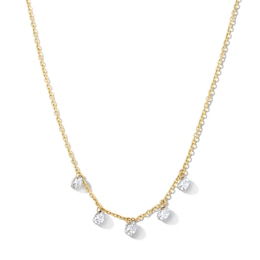 1 CT. T.W. Certified Lab-Grown Diamond Drilled Station Necklace in 10K Gold (F/VS2)