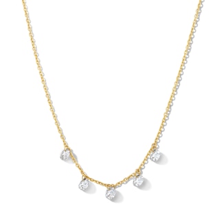 1 CT. T.W. Lab-Grown Diamond Drilled Station Necklace in 10K Gold (F/VS2)