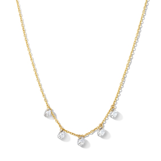 1 CT. T.w. Lab-Grown Diamond Drilled Station Necklace in 10K Gold (F/Vs2)