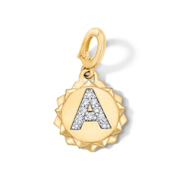 1/15 CT. T.W. Pavé Certified Lab-Grown Diamond Initial “A” Star Frame Necklace Charm in 10K Gold (F/VS2)