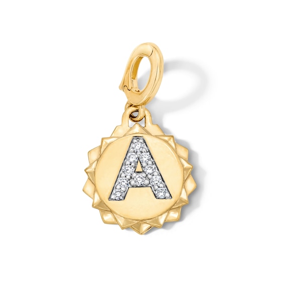1/15 CT. T.w. Pavé Certified Lab-Grown Diamond Initial “A” Star Frame Necklace Charm in 10K Gold (F/Vs2)