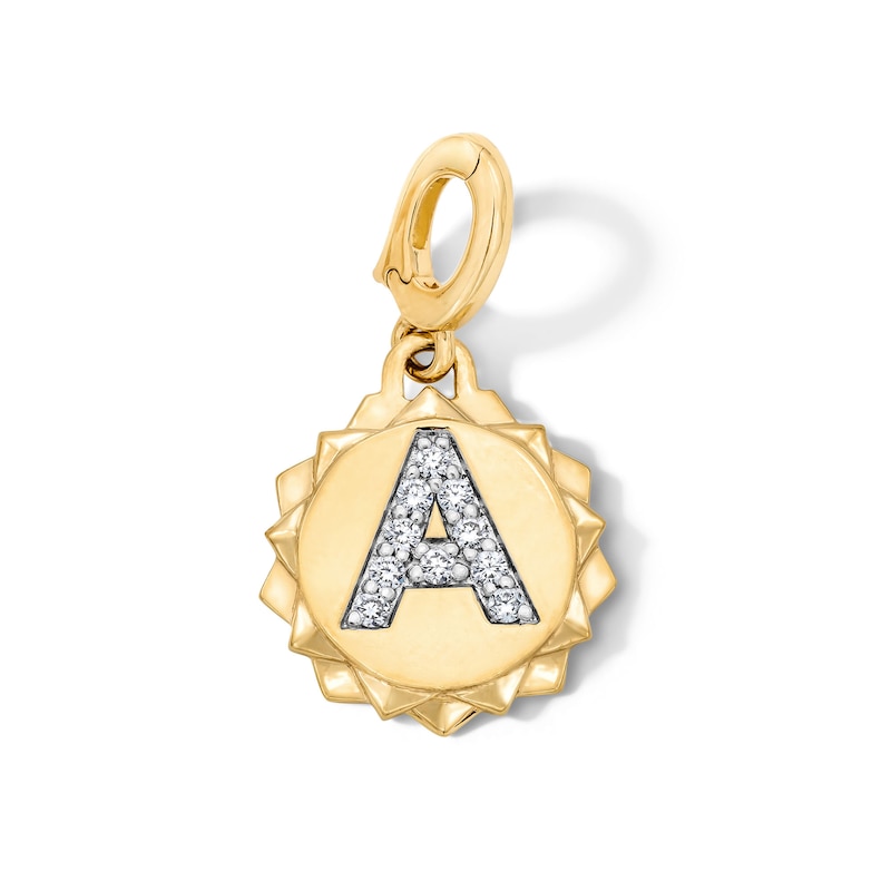 Main Image 1 of 1/15 CT. T.W. Pavé Certified Lab-Grown Diamond Initial “A” Star Frame Necklace Charm in 10K Gold (F/VS2)
