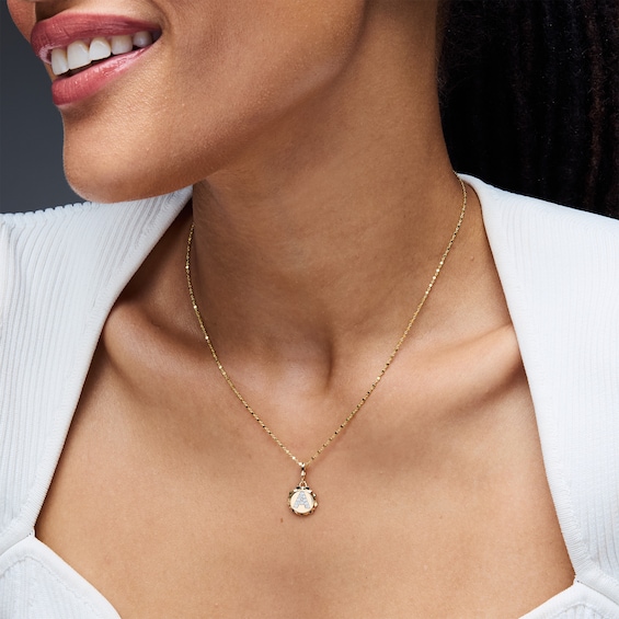 1/15 CT. T.w. Pavé Lab-Grown Diamond Initial “A” Star Frame Necklace Charm in 10K Gold (F/Vs2)