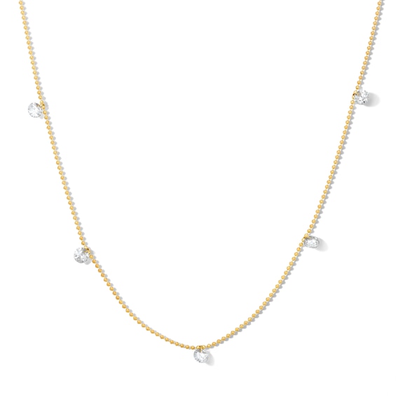 1 CT. T.w. Certified Lab-Grown Diamond Drilled Station Necklace in 10K Gold (F/Vs2)