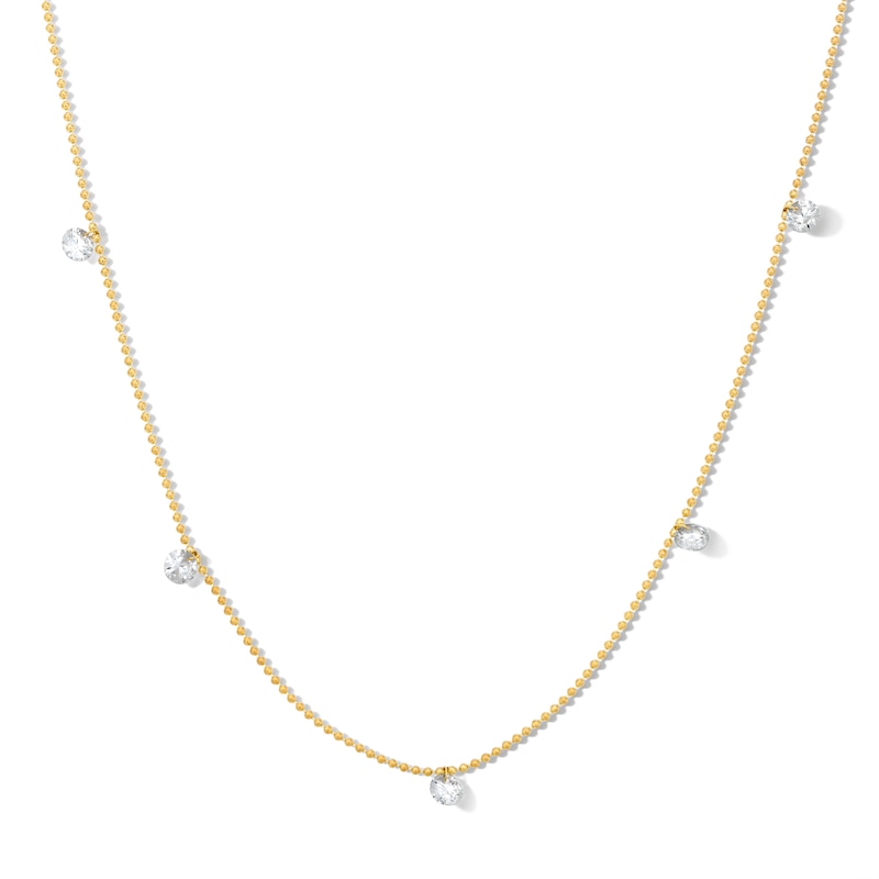 Main Image 1 of 1 CT. T.W. Lab-Grown Diamond Drilled Station Necklace in 10K Gold (F/VS2)