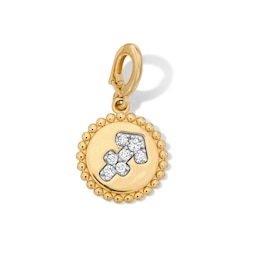 1/15 CT. T.W. Certified Lab-Grown Diamond Pavé Sagittarius Beaded Frame Necklace Charm in 10K Gold (F/VS2)