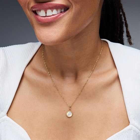 1/15 CT. T.w. Lab-Grown Diamond Pavé Sagittarius Beaded Frame Necklace Charm in 10K Gold (F/Vs2)