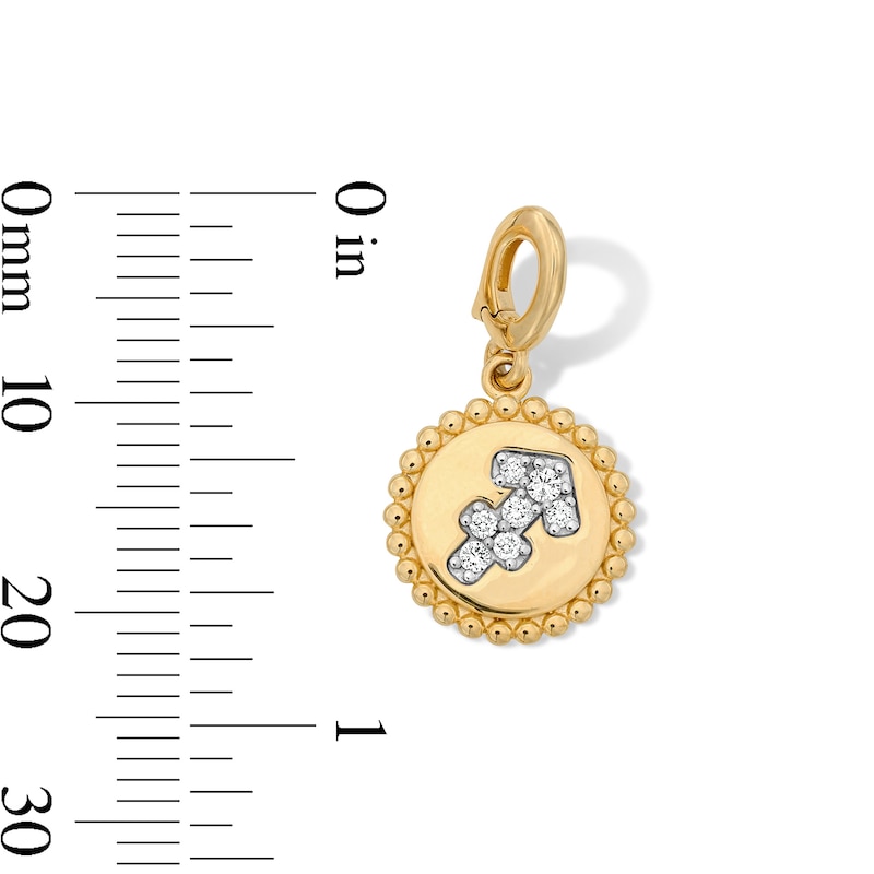 Main Image 2 of 1/15 CT. T.W. Certified Lab-Grown Diamond Pavé Sagittarius Beaded Frame Necklace Charm in 10K Gold (F/VS2)