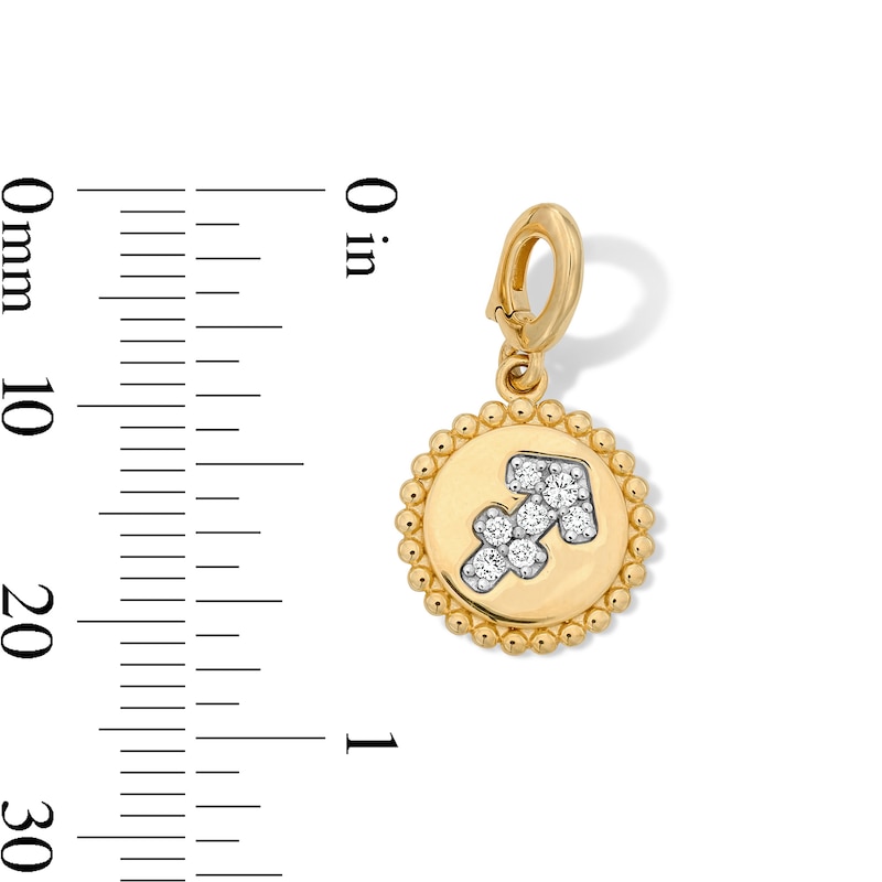 Main Image 3 of 1/15 CT. T.W. Lab-Grown Diamond Pavé Sagittarius Beaded Frame Necklace Charm in 10K Gold (F/VS2)