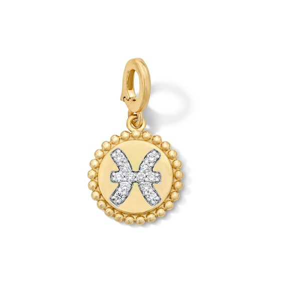 1/10 CT. T.w. Certified Lab-Grown Diamond Pavé Pisces Beaded Frame Necklace Charm in 10K Gold (F/Vs2)