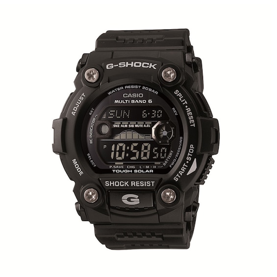 Men's Casio G-Shock Solar Powered Digital Black Resin Strap Watch with Black Dial (Model: Gw7900B-1)