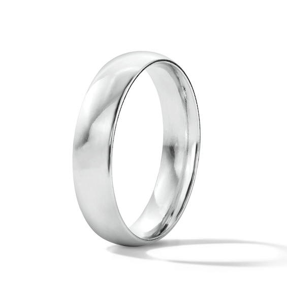 5.0mm Engravable Low-Dome Wedding Band in Sterling Silver (1 Line)