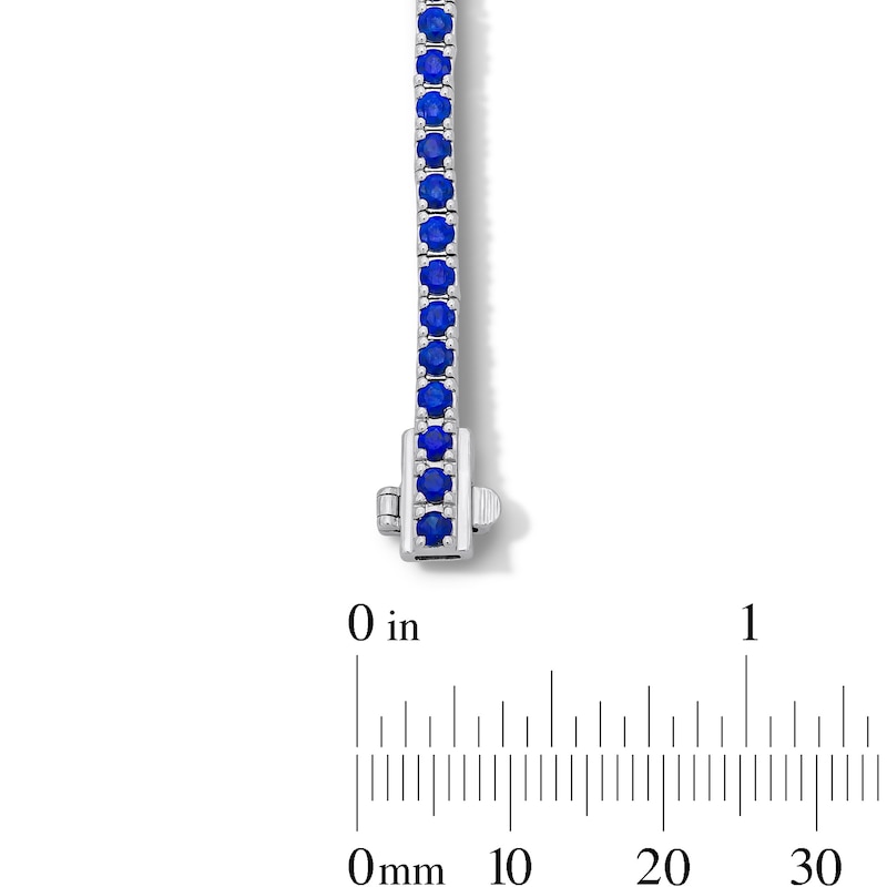 Main Image 3 of Blue Lab-Created Sapphire Tennis Bracelet in Sterling Silver