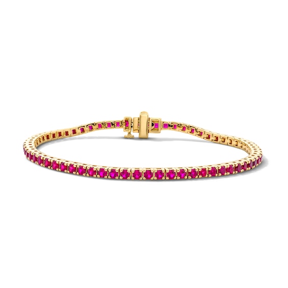 Lab-Created Ruby Tennis Bracelet in Sterling Silver with 10K Gold Plate