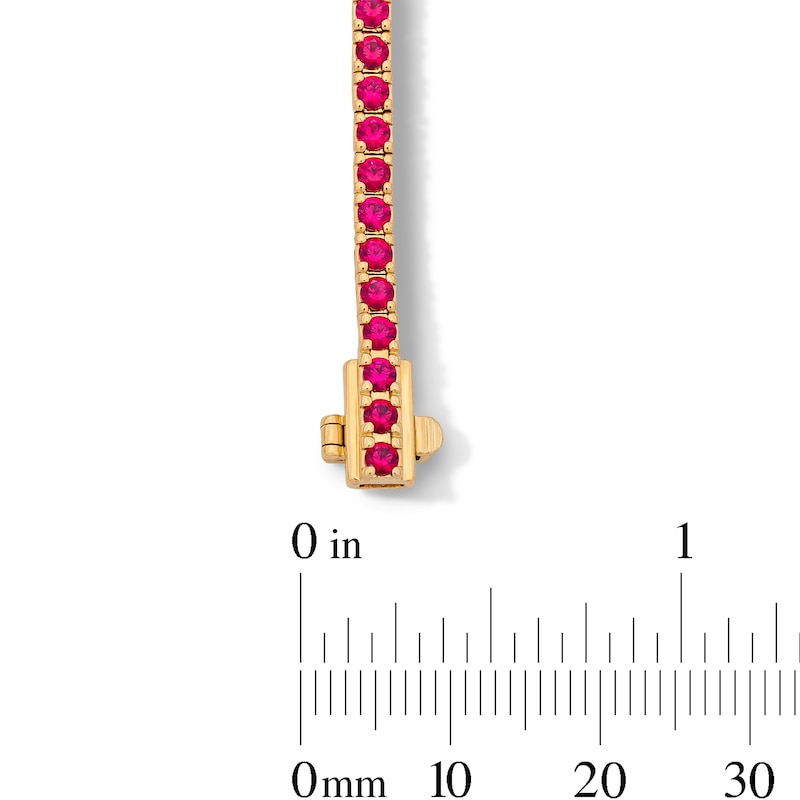 Main Image 3 of Lab-Created Ruby Tennis Bracelet in Sterling Silver with 10K Gold Plate