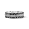 Thumbnail Image 1 of Diamond-Cut Textured-Edge Wedding Band in Sterling Silver and Black Rhodium Plate