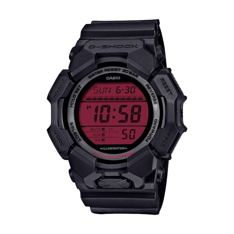 Main Image 1 of Men’s Casio G-Shock Digital Watch with Red Dial and Black Resin Strap (Model: DW5600BBR-1)