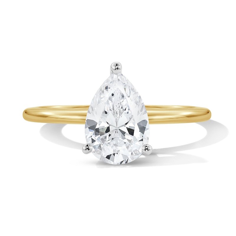 Main Image 1 of 2-3/4 CT. Pear-Shaped Certified Lab-Grown Diamond Hidden Frame Engagement Ring in 14K Gold (F/VS2)