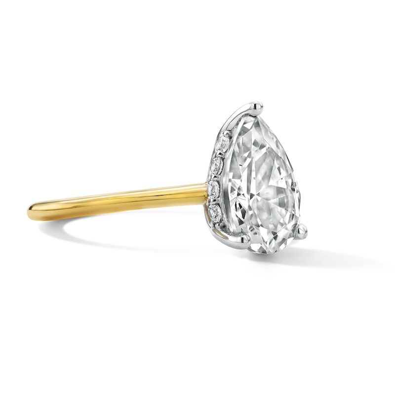 Main Image 4 of 2-3/4 CT. Pear-Shaped Certified Lab-Grown Diamond Hidden Frame Engagement Ring in 14K Gold (F/VS2)