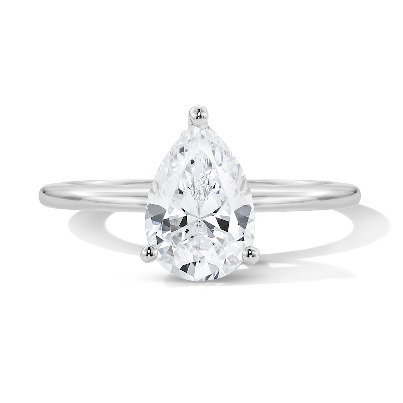 Main Image 1 of 1-3/4 CT. T.W. Pear-Shaped Certified Lab-Grown Diamond Hidden Frame Engagement Ring in 14K White Gold (F/VS2)