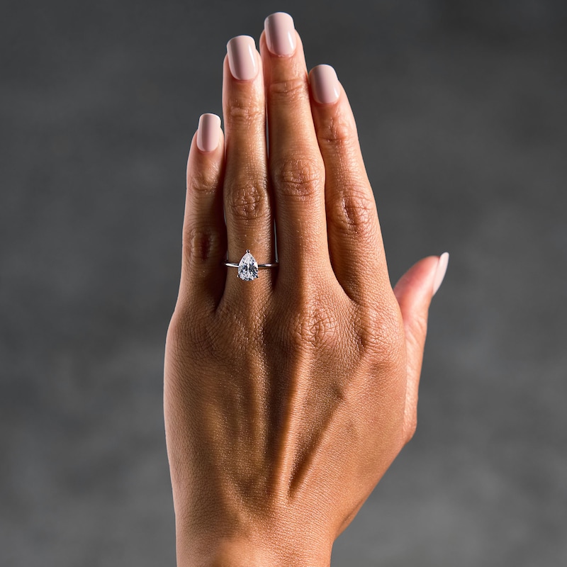 Main Image 2 of 1-3/4 CT. T.W. Pear-Shaped Certified Lab-Grown Diamond Hidden Frame Engagement Ring in 14K White Gold (F/VS2)