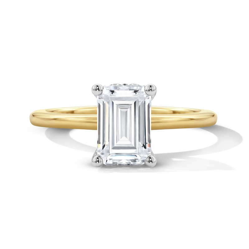 Main Image 1 of 1-3/4 CT. T.W. Emerald-Cut Certified Lab-Grown Diamond Hidden Frame Engagement Ring in 14K Gold (F/VS2)