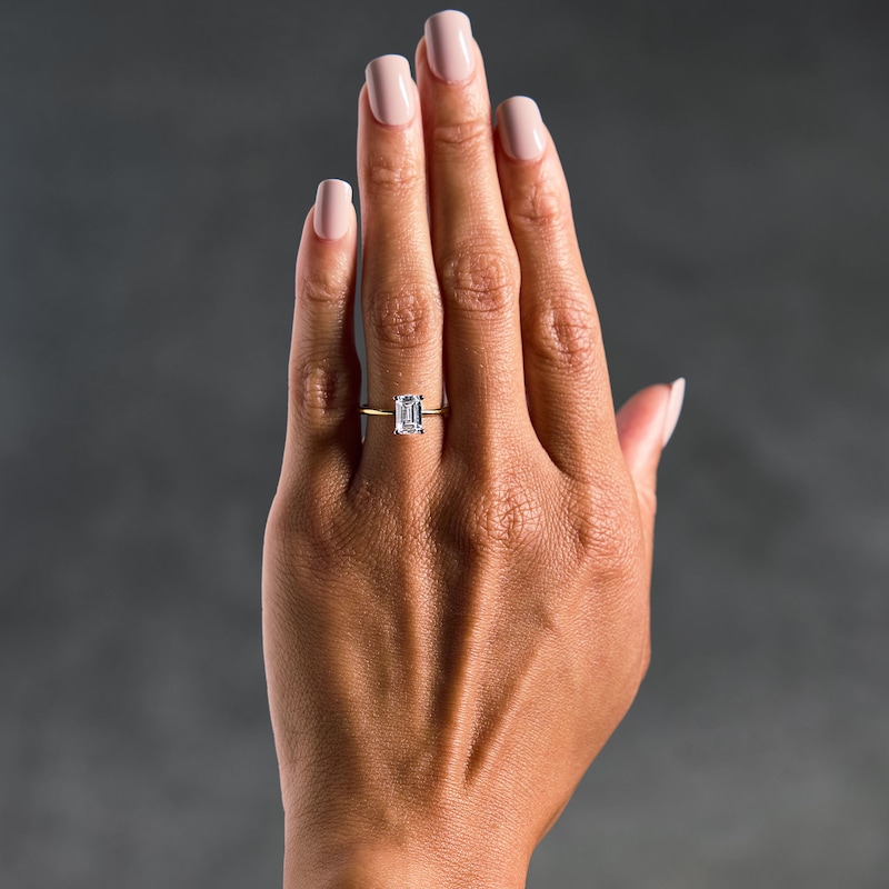 Main Image 2 of 1-3/4 CT. T.W. Emerald-Cut Certified Lab-Grown Diamond Hidden Frame Engagement Ring in 14K Gold (F/VS2)
