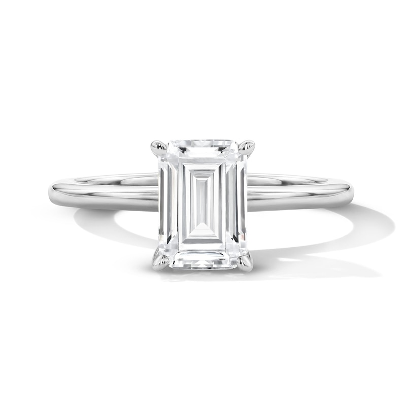 Main Image 1 of 1-3/4 CT. T.W. Emerald-Cut Certified Lab-Grown Diamond Hidden Frame Engagement Ring in 14K White Gold (F/VS2)