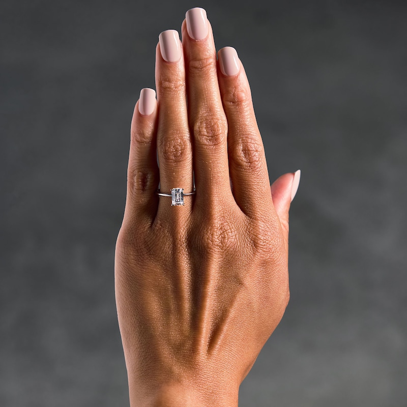 Main Image 2 of 1-3/4 CT. T.W. Emerald-Cut Certified Lab-Grown Diamond Hidden Frame Engagement Ring in 14K White Gold (F/VS2)