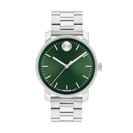 Men's Movado Bold® Analog Watch with Green Dial and Stainless Steel Bracelet (Model: 3601308)