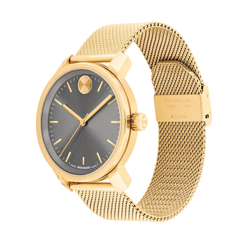 Main Image 2 of Men's Movado Bold® Analog Watch with Gunmetal Dial and Gold-Tone IP Stainless Steel Mesh Bracelet (Model: 3601309)