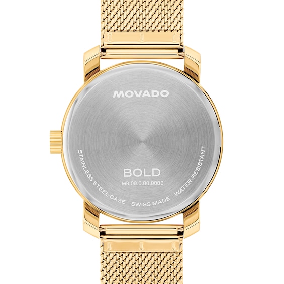 Men's Movado Bold® Analog Watch with Gunmetal Dial and Gold-Tone IP Stainless Steel Mesh Bracelet (Model: 3601309)