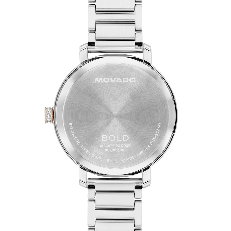 Main Image 3 of Ladies’ Movado Bold® Evolution 2.0 Two-Tone Rose IP Analog Watch with Grey Dial and Crystal Bezel (Model: 3601283)