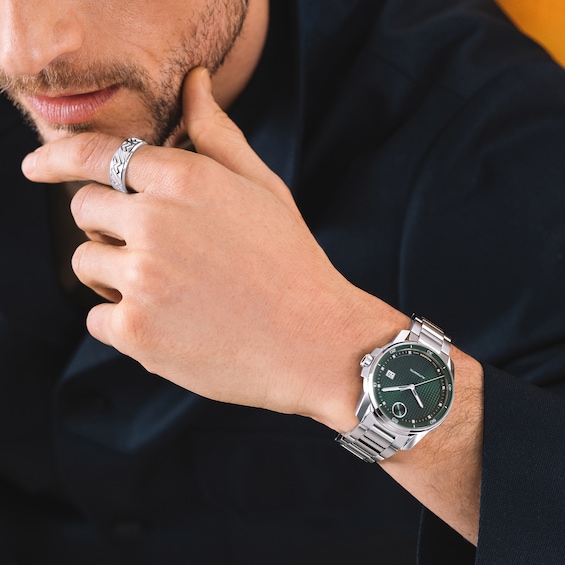 Men's Movado Bold® Verso Automatic Watch with Green Textured Dial (Model: 3600962)