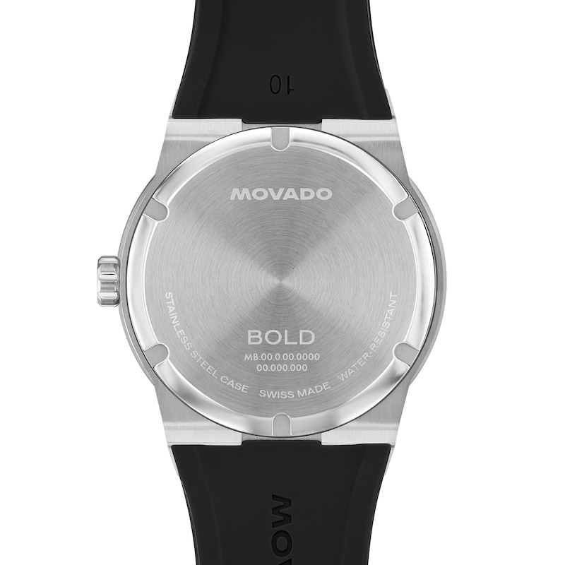 Main Image 3 of Men's Movado Bold® Fusion Analog Watch with Black Dial and Black Silicone Strap (Model: 3601079)