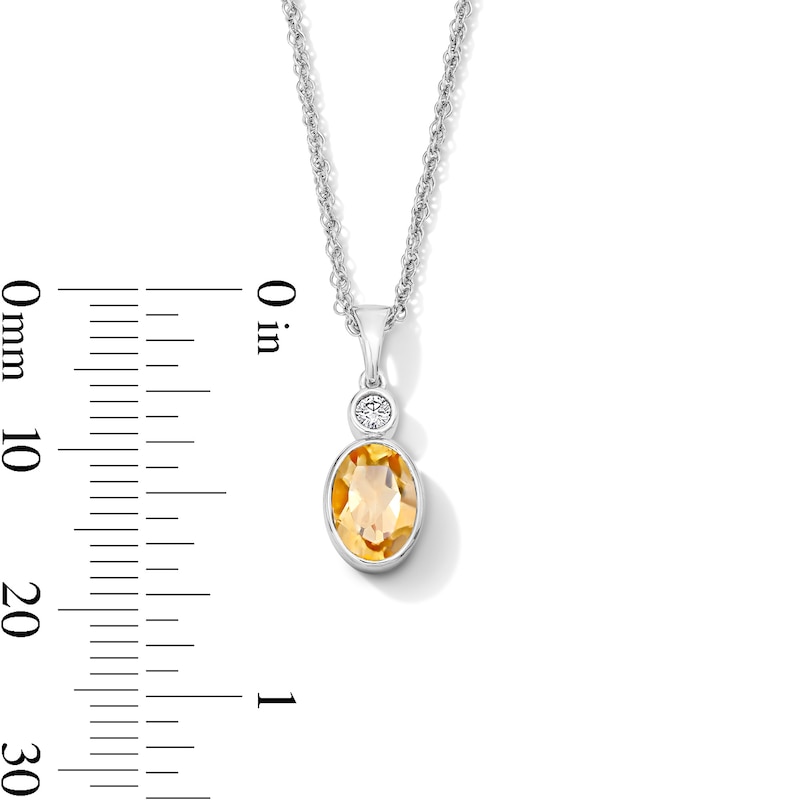 Main Image 4 of Oval Citrine and Lab-Grown Diamond-Accent Pendant in Sterling Silver